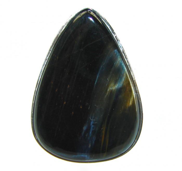 Silky Golden Pietersite .925 Sterling Silver handmade Ring size 8 - Close-up of silky golden Pietersite gemstone on a sterling silver ring.