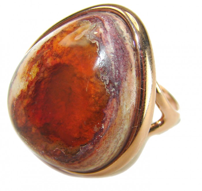 Queen of Fire best quality 24.4 carat Mexican Opal 14K Rose Gold over .925 Sterling Silver handmade ring 6 - photo 1