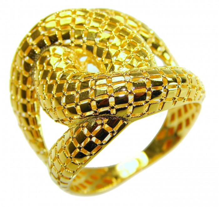 Dubai Style .925 Sterling Silver dipped in 22K Gold handmade Large ring size 10 - photo 2