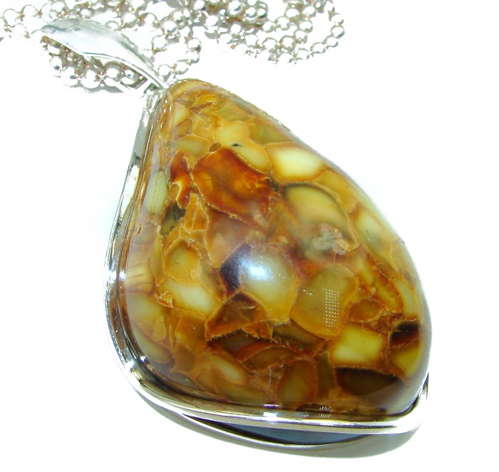 Natural Beauty Golden Polish Amber .925 Sterling Silver handmade necklace - photo 2