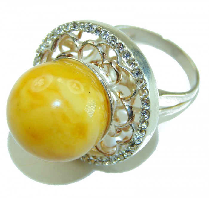 Modern Concept Natural Butterscotch Baltic Amber .925 Sterling Silver ring s. 9 1/4 - photo 1