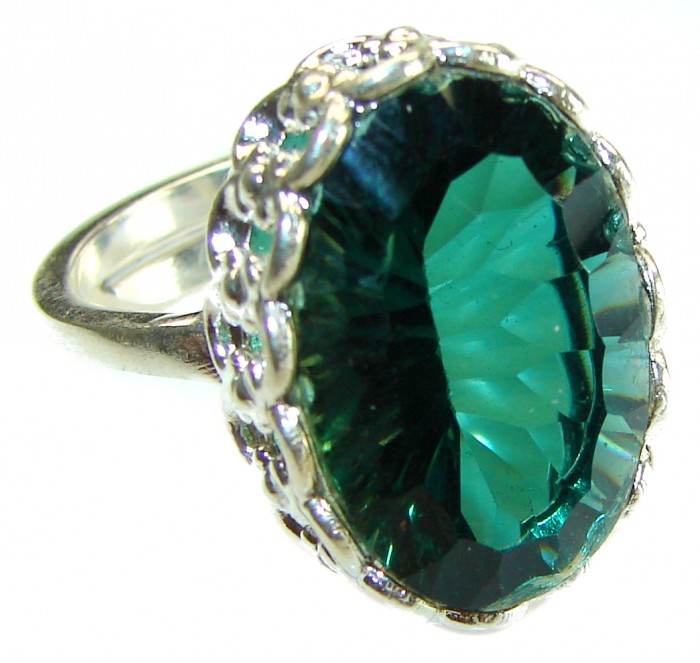 Timless Beauty 12.5 carat Helenite .925 Sterling Silver handmade Ring s. 7 adjustable - photo 2