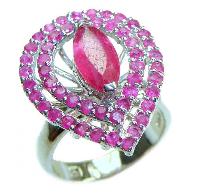 Eternity - Authentic 11.3 carat Ruby .925 Silver handcrafted Eternity Ring s. 7 1/4 - photo 3