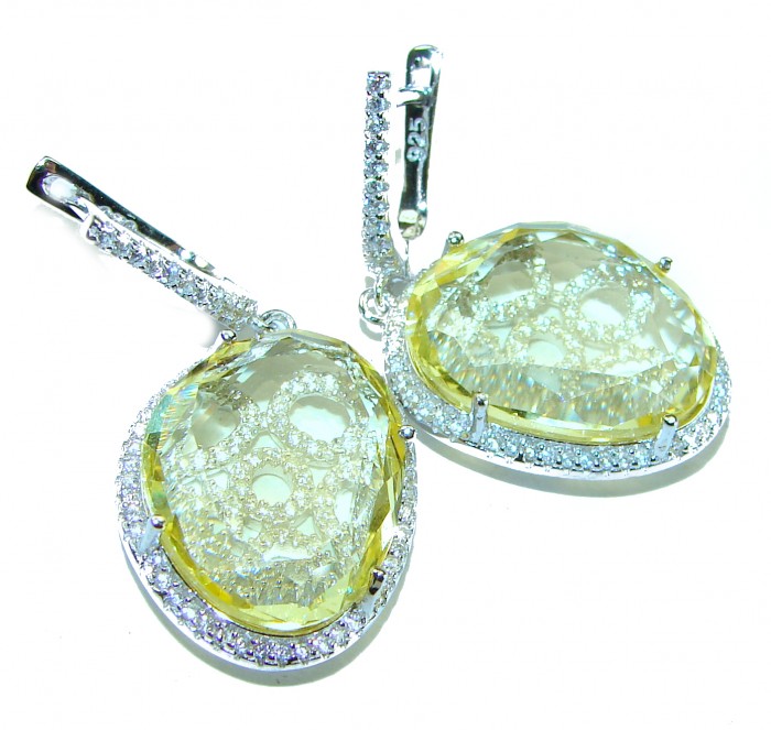 SunLight - Splendid 17.5 carat Citrine .925 Sterling Silver Handcrafted Earrings - photo 4
