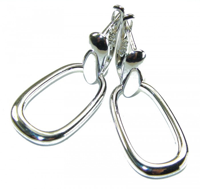 Modern design Blister Pearl .925 Sterling Silver handmade Bali made Earrings - Sterling silver earrings, side view, modern design with oval loops.