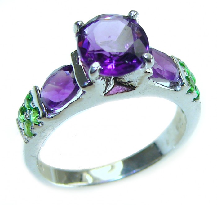 Stephani 0.9 carat African Amethyst Sapphire .925 Sterling Silver Handcrafted Ring size 5 - photo 2
