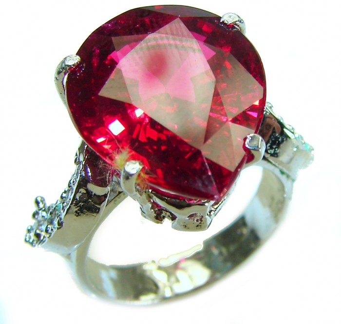 Bella Rosa authentic 22.5 carat Red Topaz .925 Silver handcrafted Cocktail Ring s. 7 3/4 - photo 3