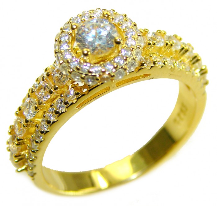 LUXURIUS 6.5 carat White Topaz 18k Gold over .925 Sterling Silver ring size 7 - photo 2