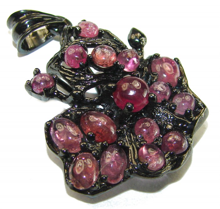 Genuine Ruby black rhodium .925 Sterling Silver handmade Pendant - photo 1