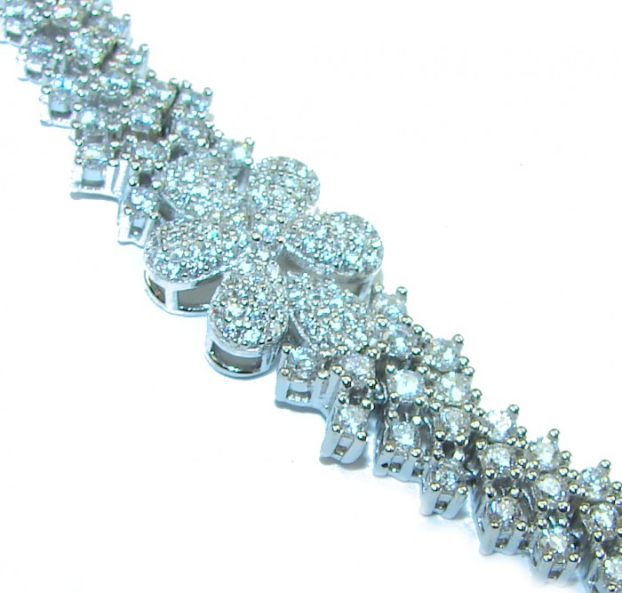 Precious genuine 35.9 carat White Topaz .925 Sterling Silver handcrafted .925 Sterling Silver Bracelet - photo 1