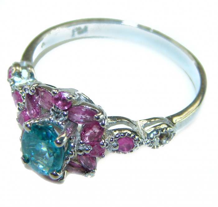 Pure Perfection 2.1 carat GENUINE Apatite Ruby .925 Silver handcrafted Ring s. 9 3/4 - Side view of Pure Perfection 2.1 ct Apatite Ruby .925 Silver ring.