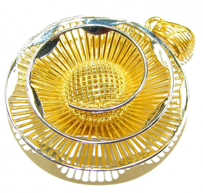 Golden Spinal 22K Gold over .925 Sterling Silver handcrafted Pendant - Top view of 22K gold over sterling silver handcrafted pendant.