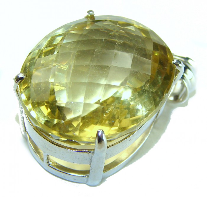 Splendid Rose cut 7.5 carat Citrine .925 Sterling Silver Handcrafted Statement pendant - photo 3