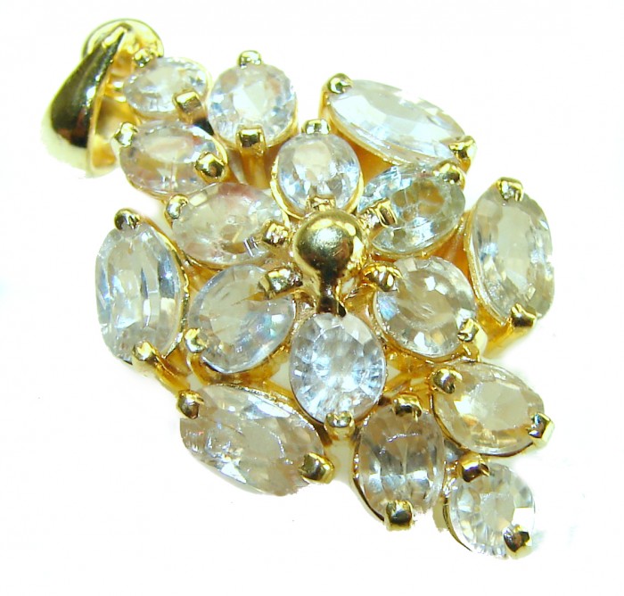 Authentic fancy cut 12.5 carat Citrine .925 Sterling Silver handcrafted Statement Pendant - Close-up of ornate Citrine pendant in .925 Sterling Silver setting