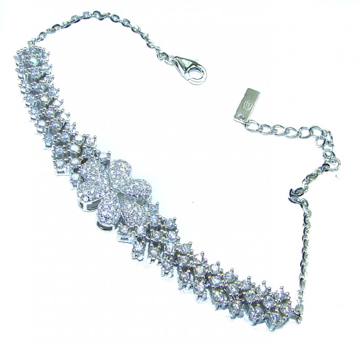 Precious genuine 35.9 carat White Topaz .925 Sterling Silver handcrafted .925 Sterling Silver Bracelet - photo 3