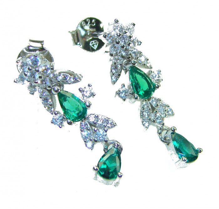 Vintage style - Timless Treasure 4.5 carat Chrome Diopside .925 Sterling Silver handcrafted earrings - photo 3
