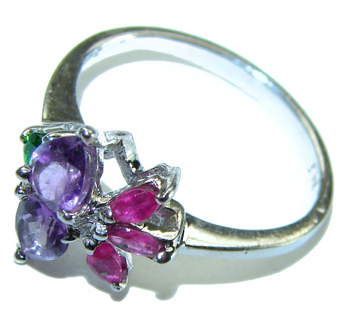 Eliza 0.9 carat African Amethyst Sapphire .925 Sterling Silver Handcrafted Ring size 6 3/4 - photo 1