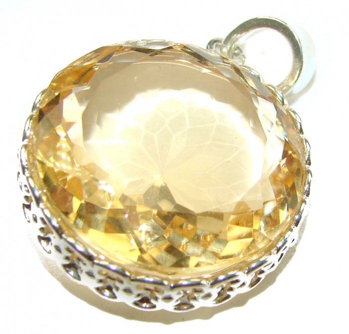Golden Sun 29.3 carat Lemon Quartz .925 Sterling Silver handcrafted pendant - photo 2
