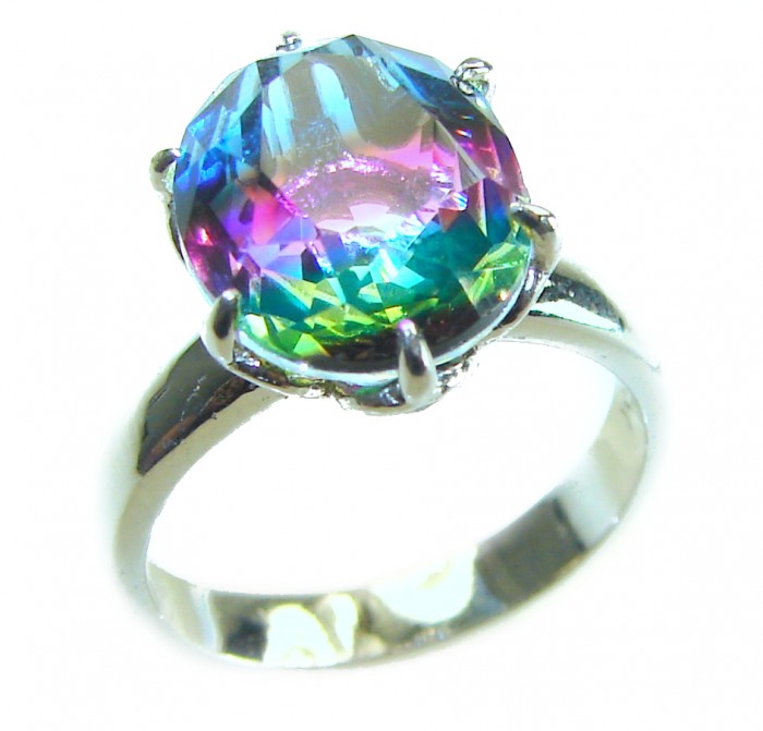 6.8 carat Brazilian Tourmaline .925 Sterling Silver Perfectly handcrafted Ring s. 6 - Close-up of 6.8 carat Brazilian Tourmaline ring in .925 Sterling Silver.