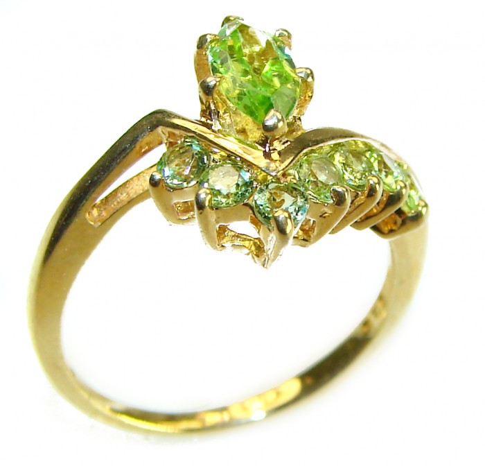 Alessia authentic 2.9 carat Peridot 18K Gold over .925 Sterling Silver handmade Ring s. 6 1/2 - photo 4