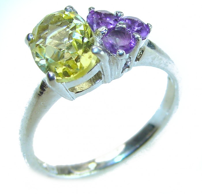Unique Authentic 1.2 carat Citrine .925 Sterling Silver handmade Cocktail Ring s. 5 - photo 3