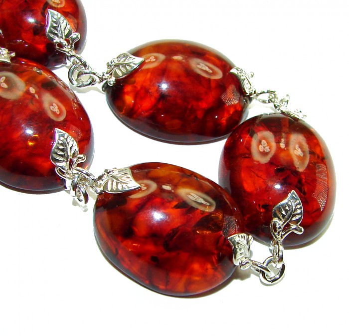 Cognac Color Beautiful Amber .925 Sterling Silver handcrafted Bracelet - photo 1