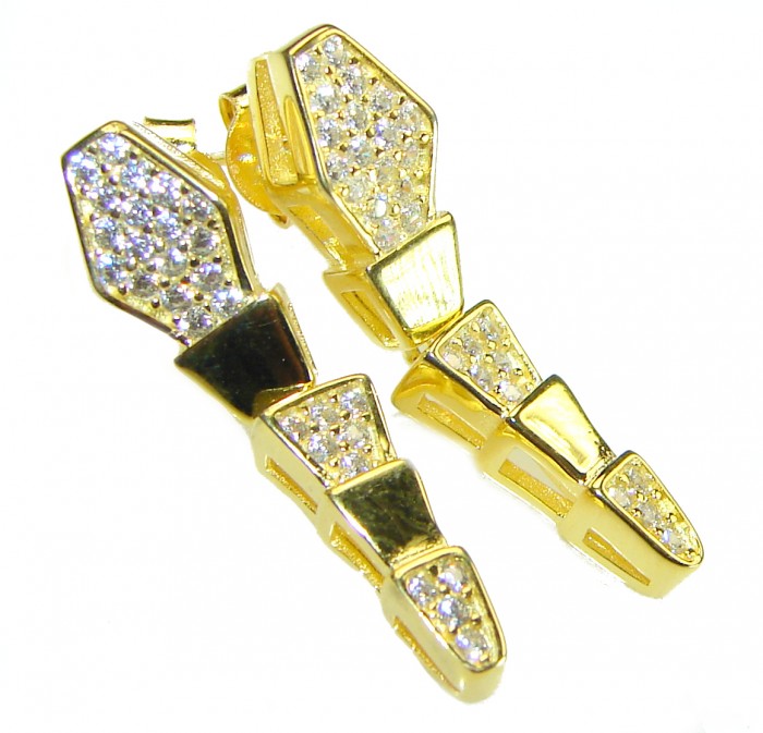 The Egyptian Cobra White Sapphire 18K Gold over .925 Sterling Silver handcrafted Earrings - photo 3