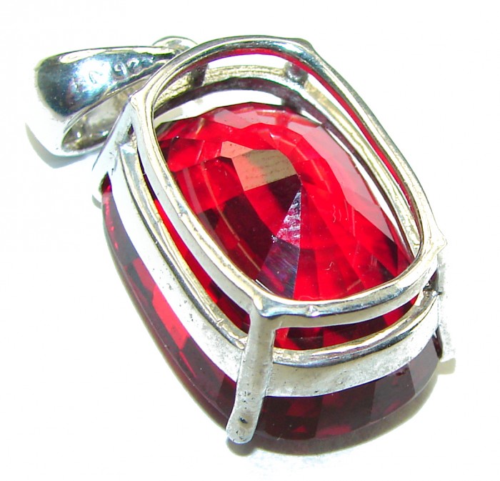 Red Magma 22.5 carat Red Topaz .925 Sterling Silver handmade pendant - photo 1