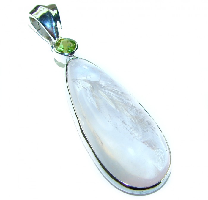 Brazilian Beauty best quality 32.5 carat Rose Quartz .925 Sterling Silver handmade Pendant - photo 4