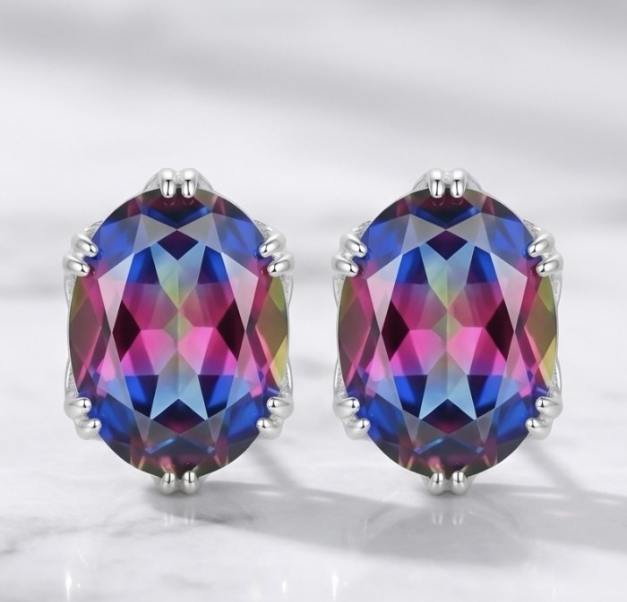 Luxurious authentic 11.2 carat Brazilian Tourmaline .925 Sterling Silver handcrafted earrings - Close-up of luxurious 11.2 carat Brazilian Tourmaline earrings.