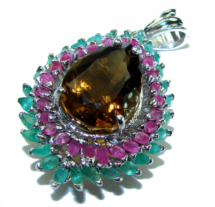Pure Love 18.5 carat authentic Smoky Topaz .925 Sterling Silver handcrafted Pendant - photo 3