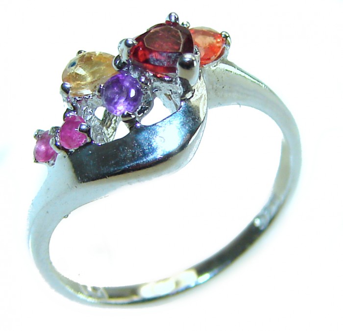 Blooming Rose Authentic Garnet Sapphire .925 Sterling Silver handcrafted Ring size 7 - photo 3