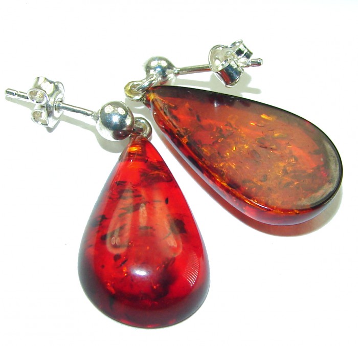 Golden Honey Drops authentic Baltic Amber .925 Sterling Silver earrings - photo 1