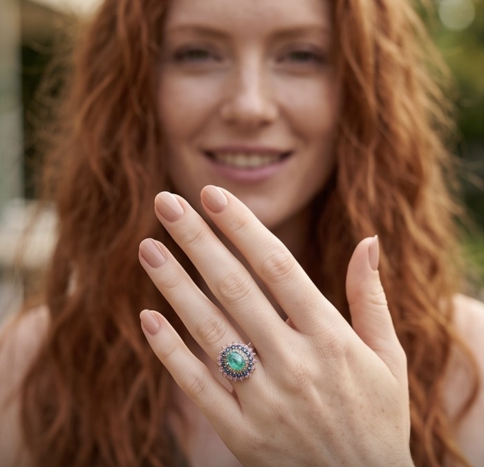 Precious 3.2 CARAT Colombian Emerald 18K Gold over .925 Sterling Silver Statement Ring s. 7 1/4 - Worn on hand, 3.2 carat Colombian emerald ring with 18K gold.