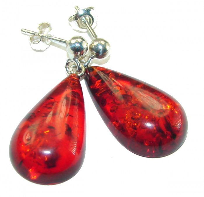 Golden Honey Drops authentic Baltic Amber .925 Sterling Silver earrings - photo 3