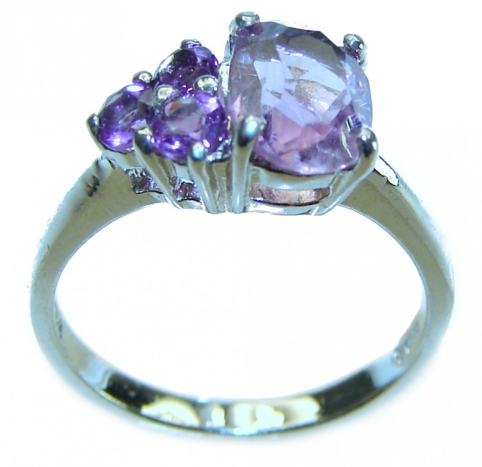 2.6 carat African Amethyst .925 Sterling Silver Handcrafted Ring size 5 1/2 - photo 2
