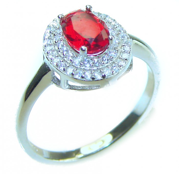 Gabriella oval cut 1.8 carat Ruby .925 Sterling Silver handcrafted Cocktail Ring s. 7 1/2 - photo 6