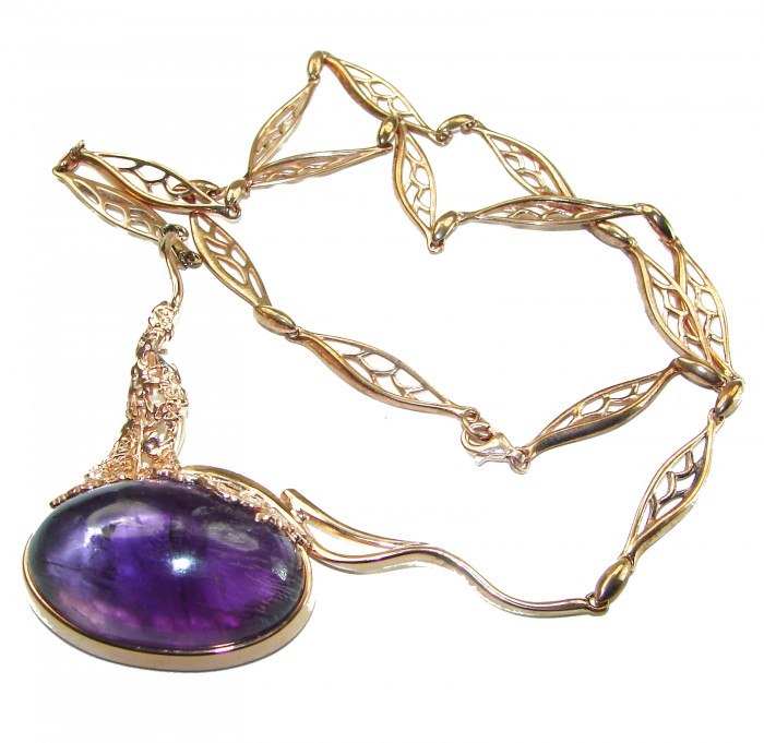 Exquisite Beauty authentic 42.5 CARAT Amethyst 14K Gold over .925 Sterling Silver handcrafted necklace - photo 2