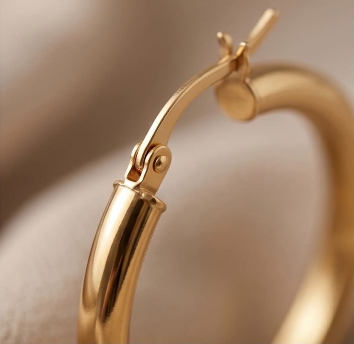 Allure Golden tone handcrafted Stylish Large Hoop earrings - photo 2