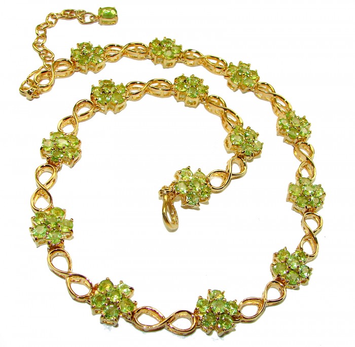 Alessia authentic Peridot 14K Gold over .925 Sterling Silver handmade Statement necklace - photo 3