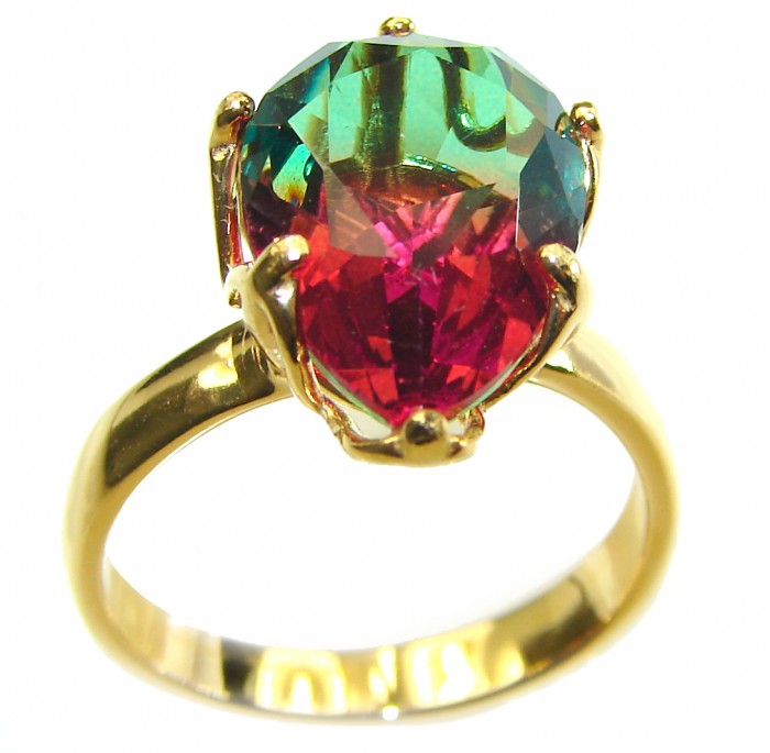 Brazilian Tourmaline 18K Gold over .925 Sterling Silver Perfectly handcrafted Ring s. 6 - photo 2