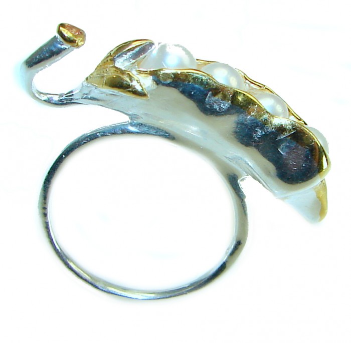 Precious Pea Pod Pearl 14K Gold .925 Sterling Silver handmade Ring s. 7 3/4 - photo 6