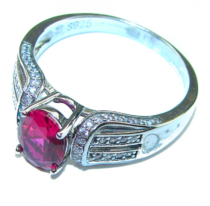 Rose Garden 1.9 carat Authentic Garnet .925 Sterling Silver handcrafted Ring size 8 - photo 1