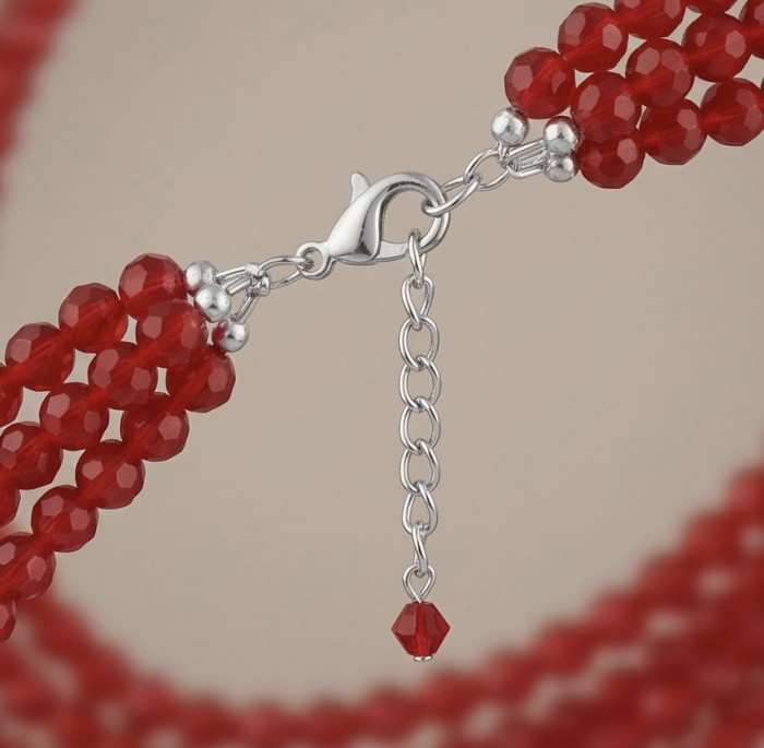 Talisman to banish fear and inspire action - Natural Carnelian Agate .925 Sterling Silver Necklace - Clasp detail of red beaded necklace with silver chain extension.