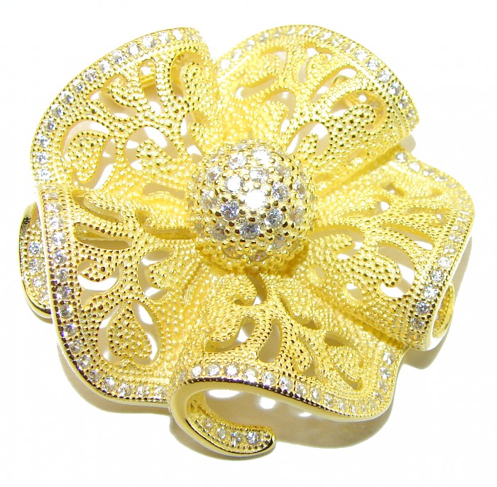Pure Beauty - Vintage style- genuine 0.7 lab grown Diamond 18K Gold over .925 Sterling Silver handmade Pendant - photo 3