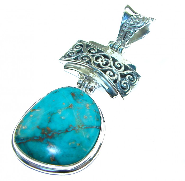 One of a kind Precious Turquoise from Arizona .925 Sterling Silver handmade pendant - photo 3