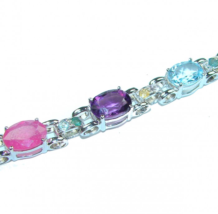 Gift of Nature Multistone .925 Sterling Silver handcrafted Bracelet - photo 1