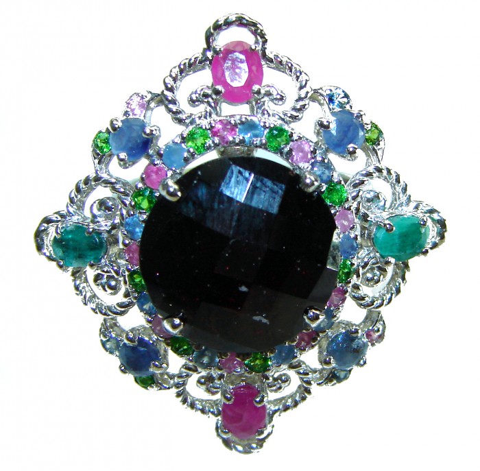 Celtic Spirit authentic 22.5 carat Garnet .925 Sterling Silver handcrafted Statement Ring size 7 1/2 - photo 2
