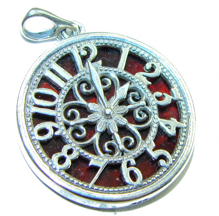 Magic Watch Authentic Golden Baltic Amber .925 Sterling Silver beautifully handcrafted Pendant - photo 3
