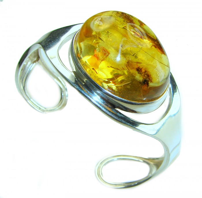 Classy Design Genuine AAAAA QUALITY Baltic Amber .925 Sterling Silver handamde Bracelet / Cuff - photo 2